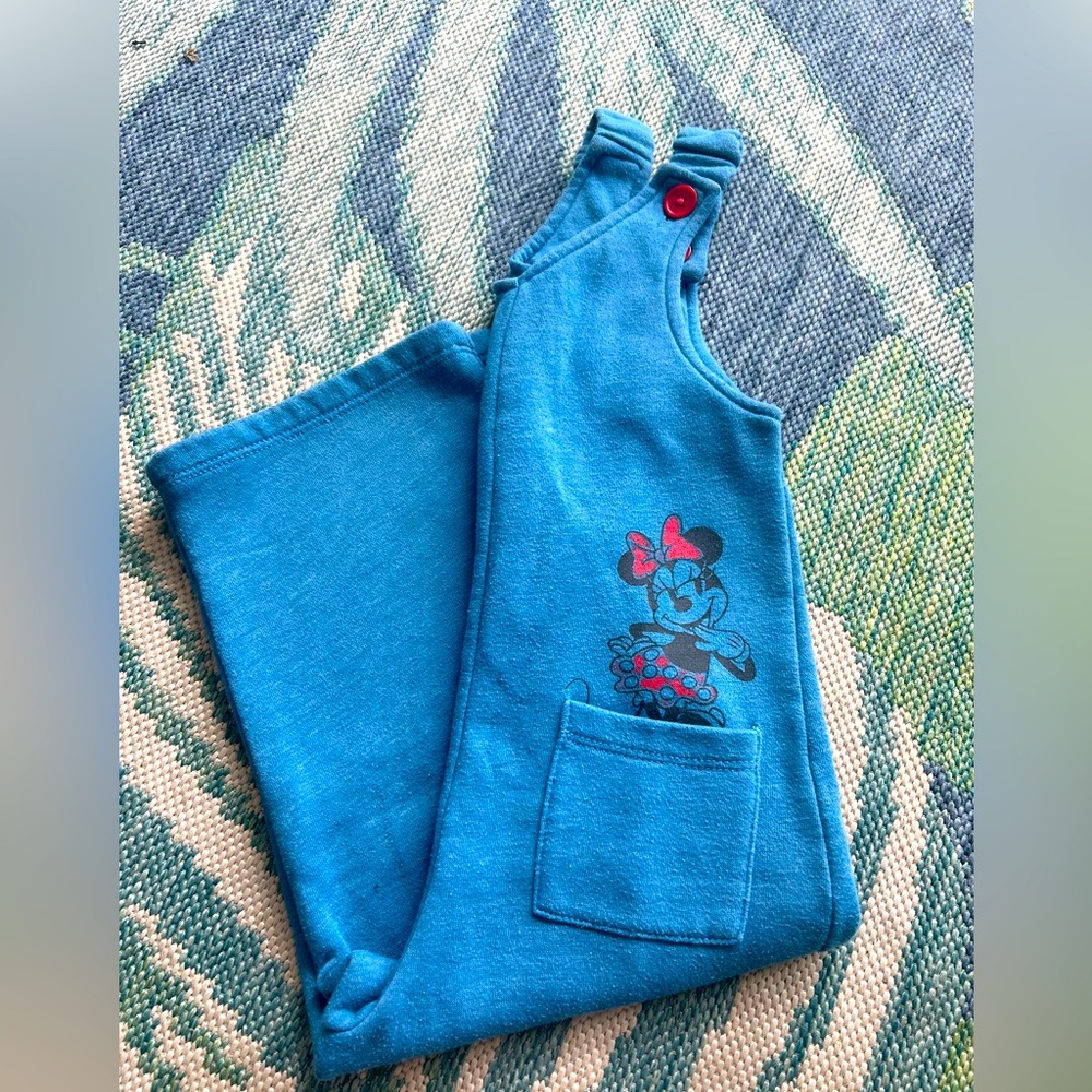 Disney Jr blue fleece romper front pockets 3T Mickey Mouse/minnie mouse applique